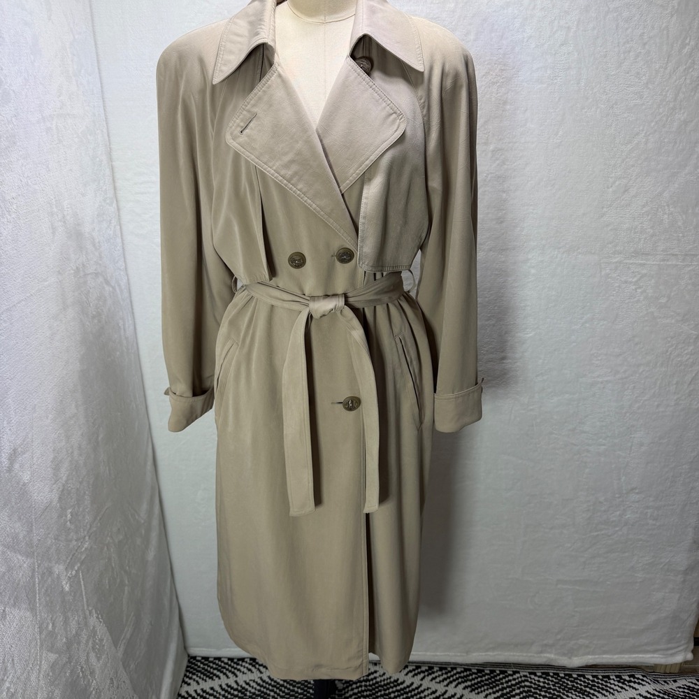 Bernardo Womens Size 6 Beige Taupe Belted Trench Coat Storm Flap